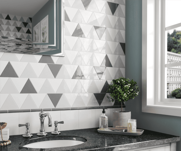 Playful triangle tile in soft sky blue for modern and artistic spaces