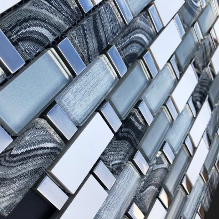 Sorrento mosaic tile showcases natural stone color variations in a classic, contemporary layout.