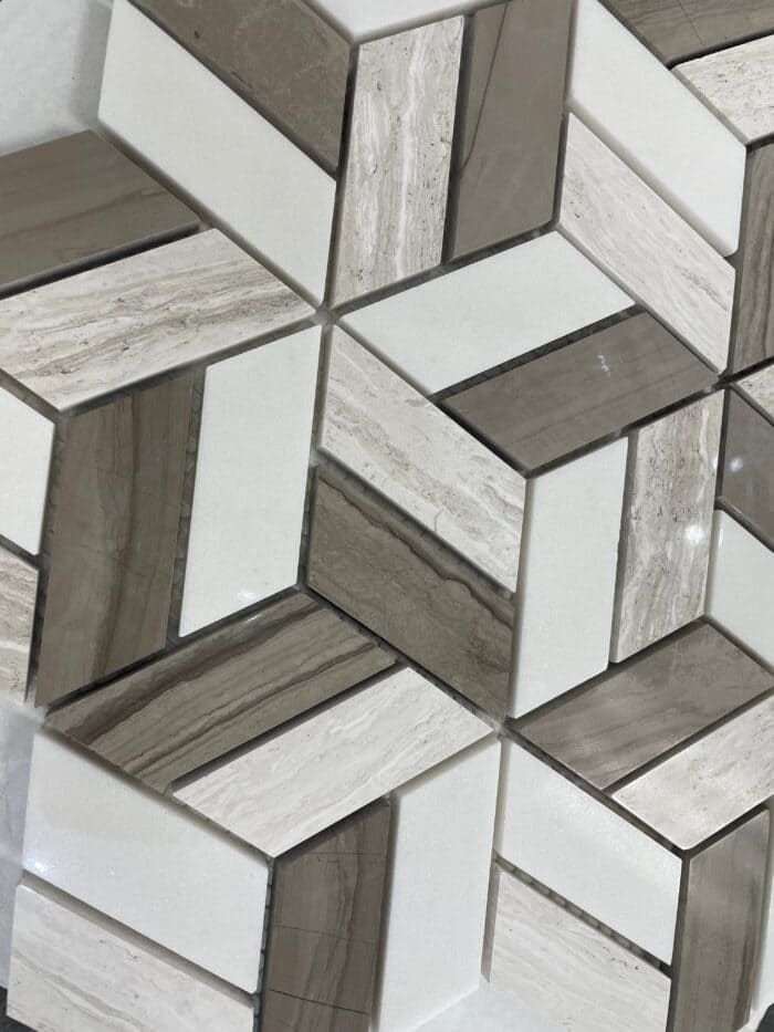Hexagon mosaic tile in creamy haisa marble from the Treviso collection, perfect for elegant spaces