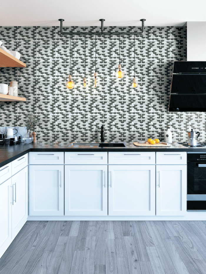 Subtle textured mosaic tile from the Udine collection, designed for timeless, elegant interiors