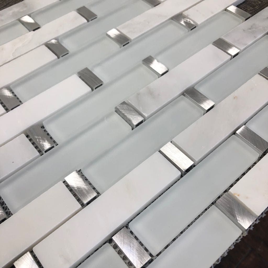 Elegant stone and marble blend mosaic inspired by classic Versailles designs
