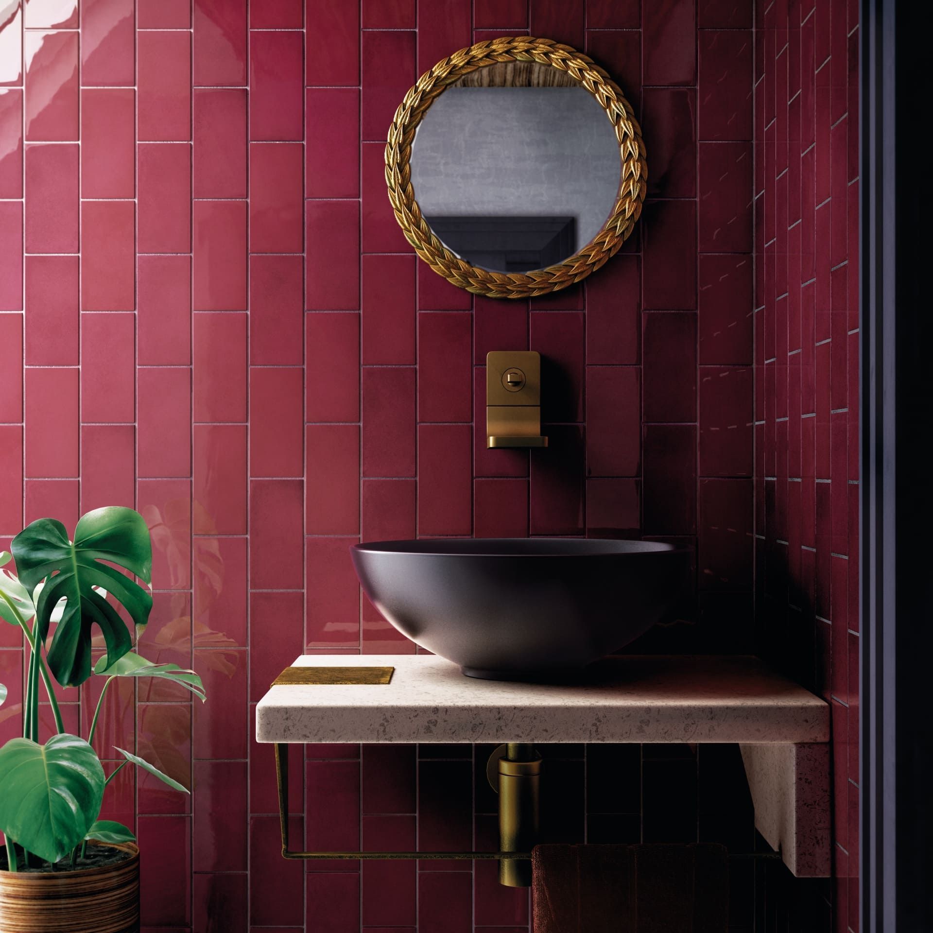 Village Aubergine tile with deep purple hue ideal for artistic wall installations