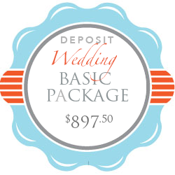 A deposit wedding basic package costs $ 895.00