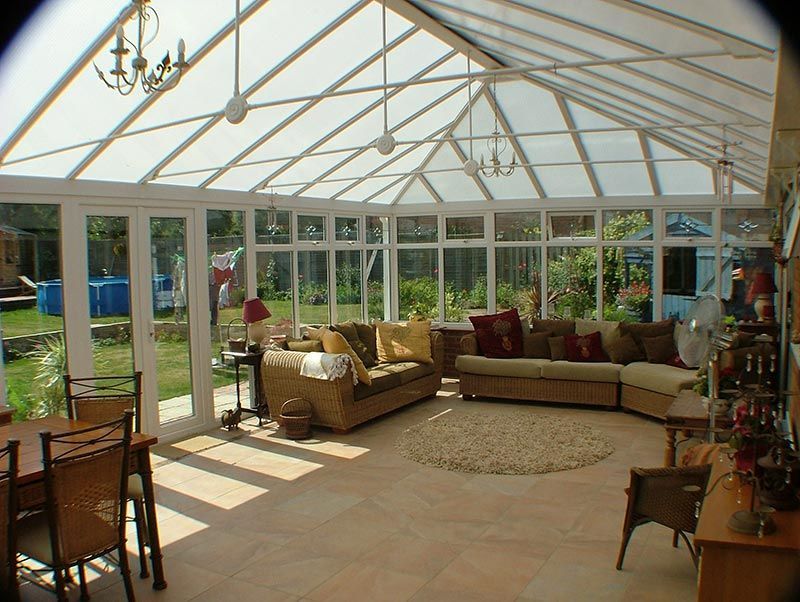 Inside Large Conservatory with Tinted Glass Roof in Norfolk