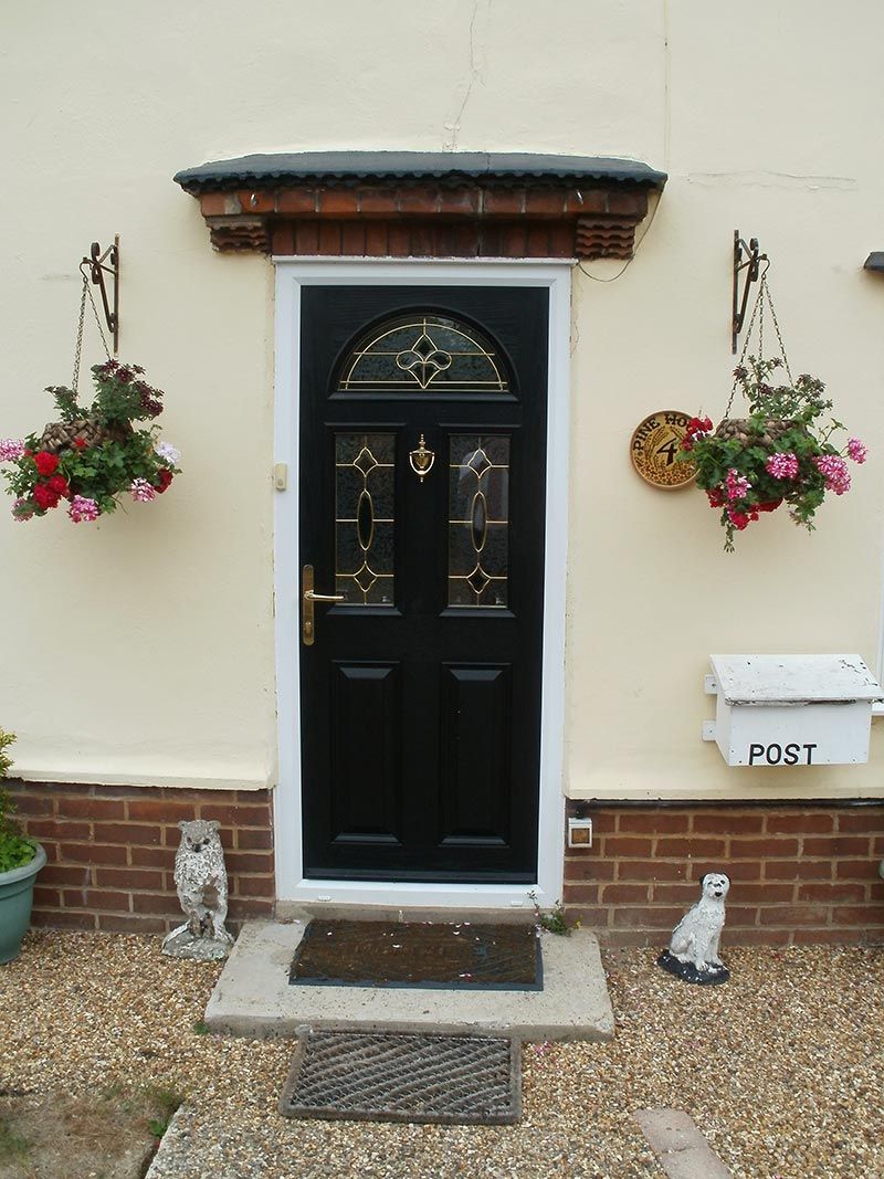 Black Composite Door with White Trim in Norfolk
