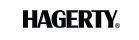 A black and white logo for hagerty on a white background.