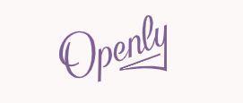The word openly is written in purple on a white background.