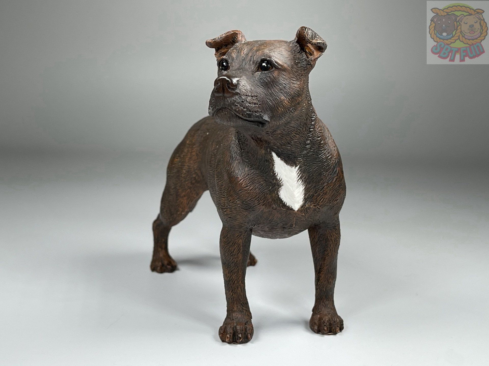 SBT Fun Staffordshire Bull Terrier Brindle A1260 by Border Fine Arts