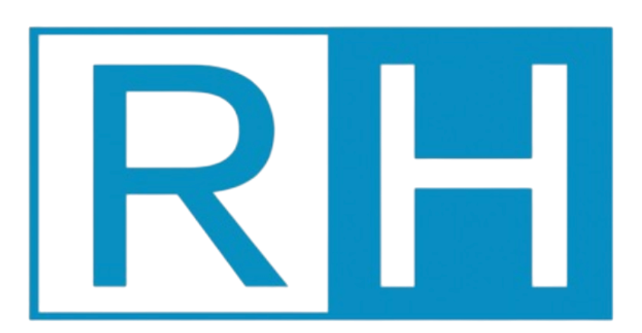 RH initials in a blue and white square.