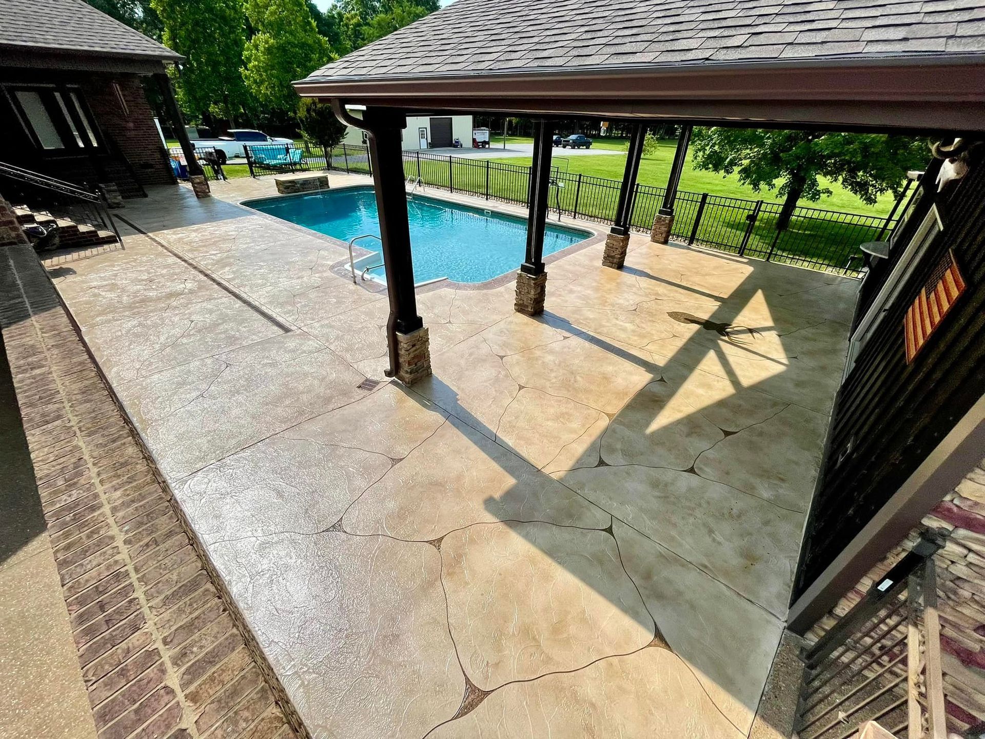 custom concrete pool deck