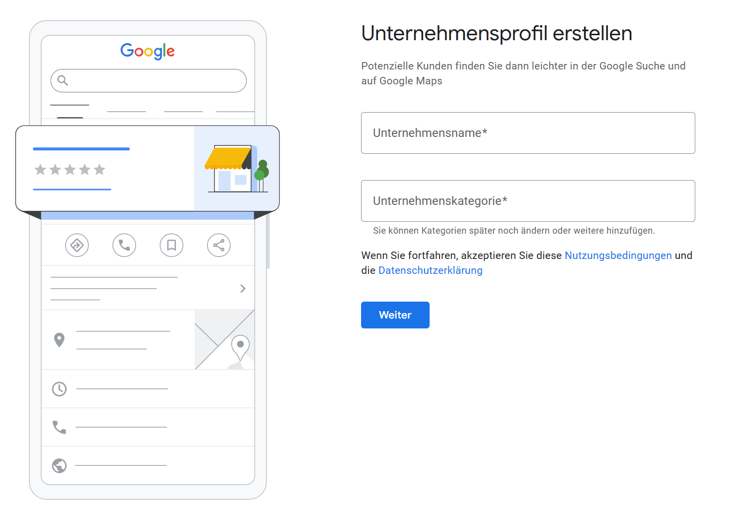 Google Unternehmensprofil Erstellung