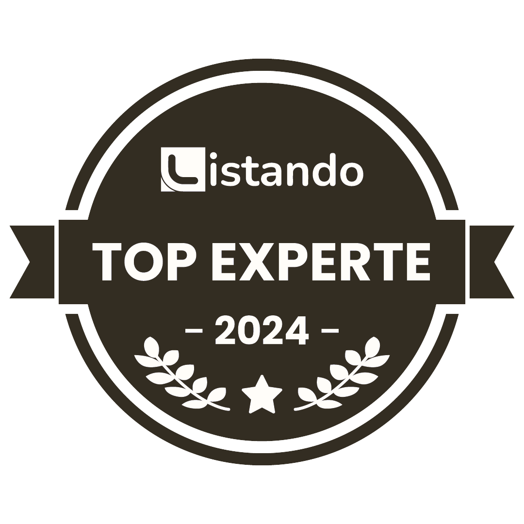 Ein Schild mit der Aufschrift „listando top experten 2024“.