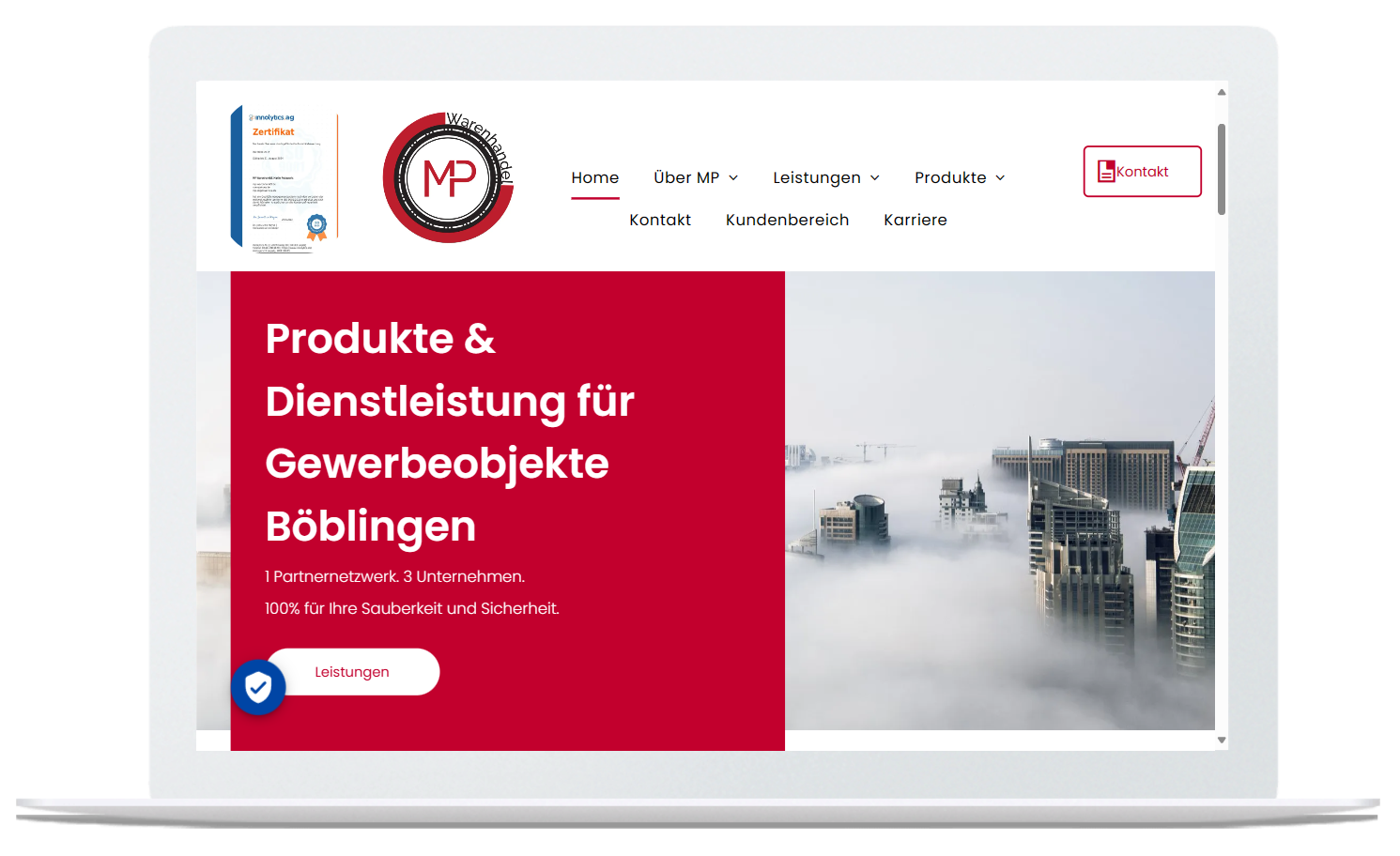 Auf einem Laptop ist eine Website geöffnet.