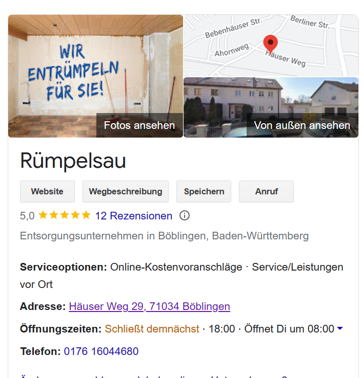 Google Unternehmensprofil gutes SEO