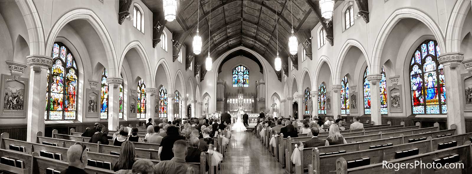  inside of a church wedding in Connecticut after photo retouching