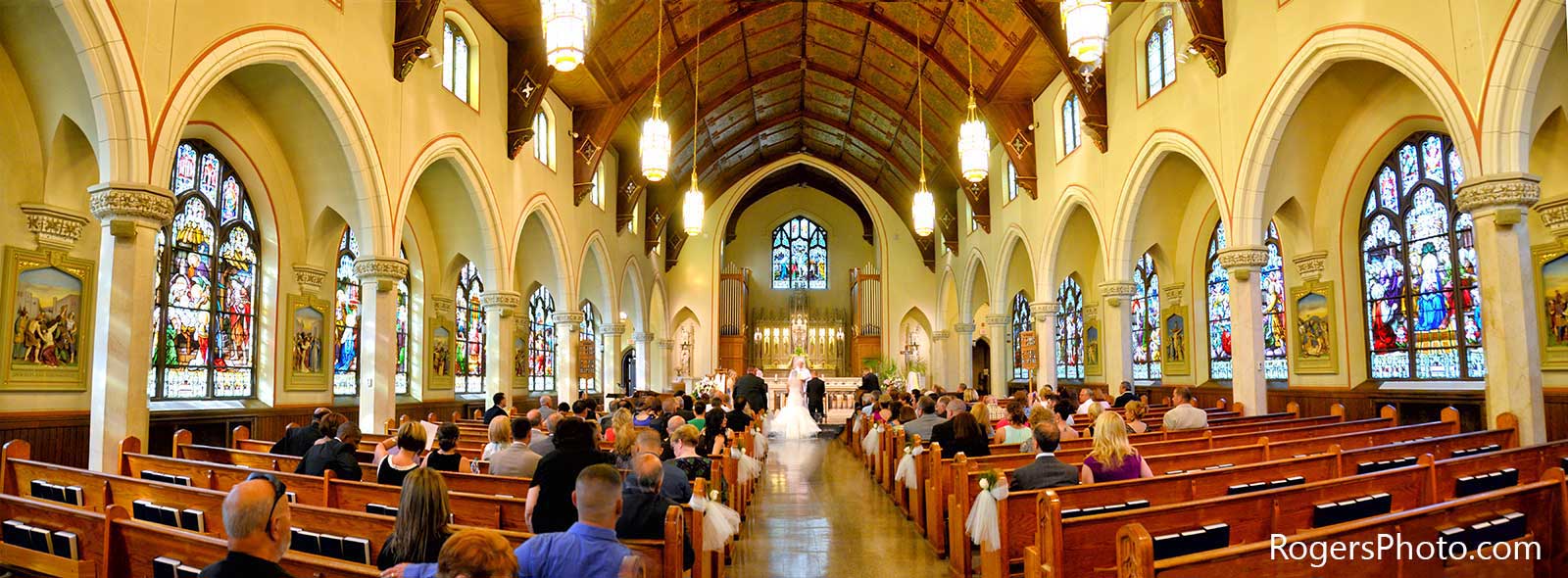  inside of a church wedding in Connecticut before photo retouching
