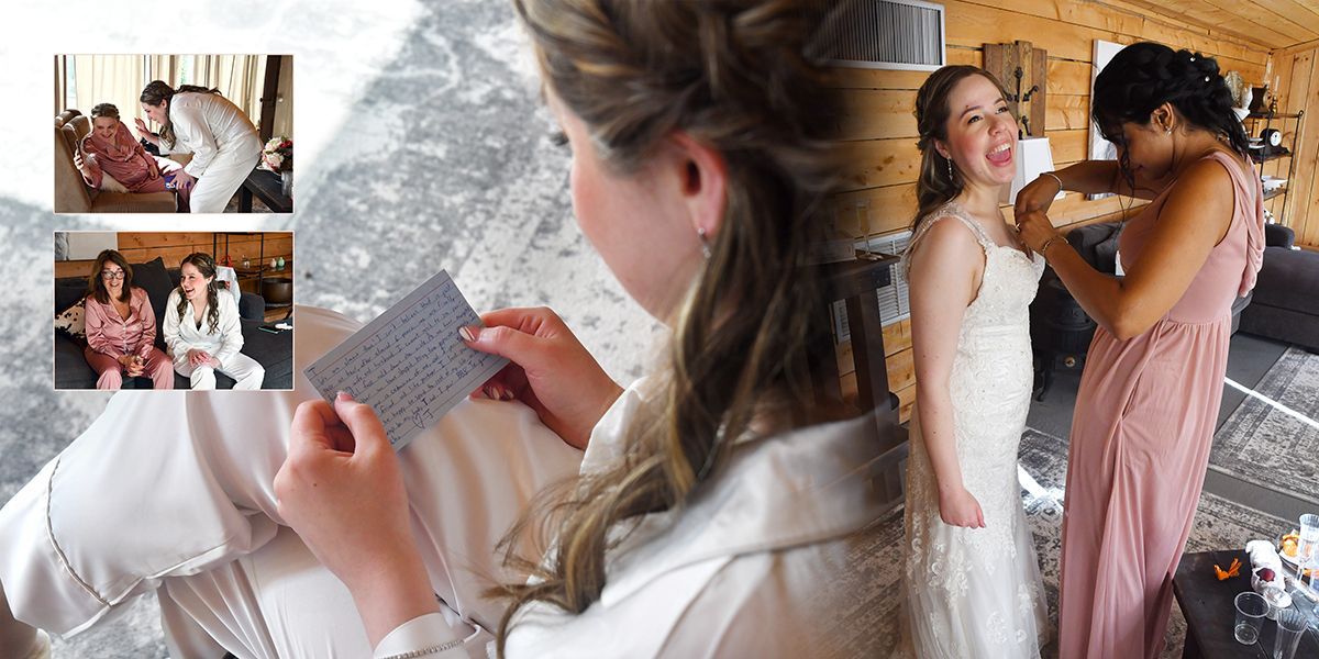 A bride and her bridesmaids are getting ready for their wedding at Nuzzo's Farm wedding photography by Connecticut Wedding Photographers Rogers Photography.