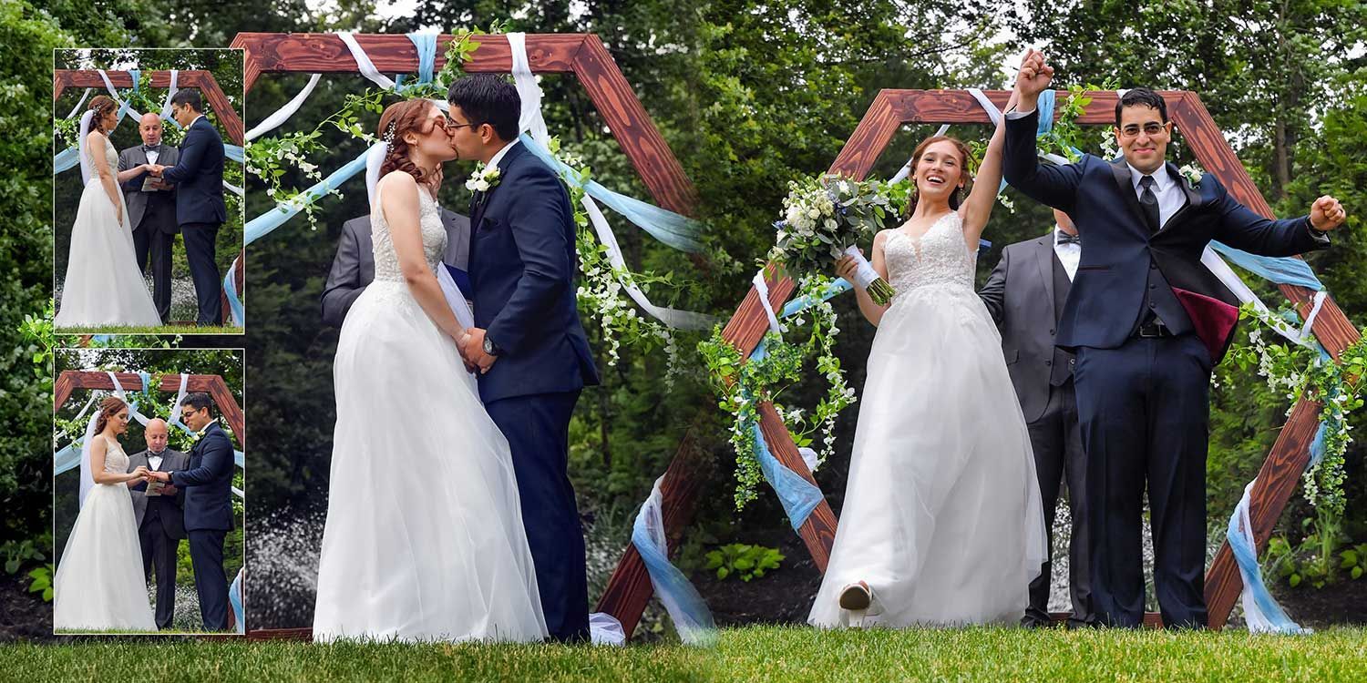 A bride and groom just married at Woodwinds wedding photography by Connecticut Wedding Photographers Rogers Photography.