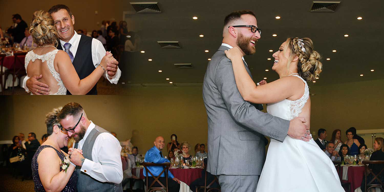 A bride and groom are dancing at their wedding reception at The Lake House wedding photography by Connecticut Wedding Photographers Rogers Photography.