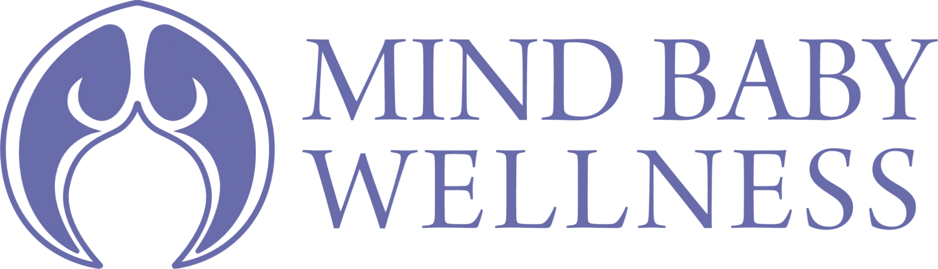 The logo for mind baby wellness is a purple circle with a woman in it.