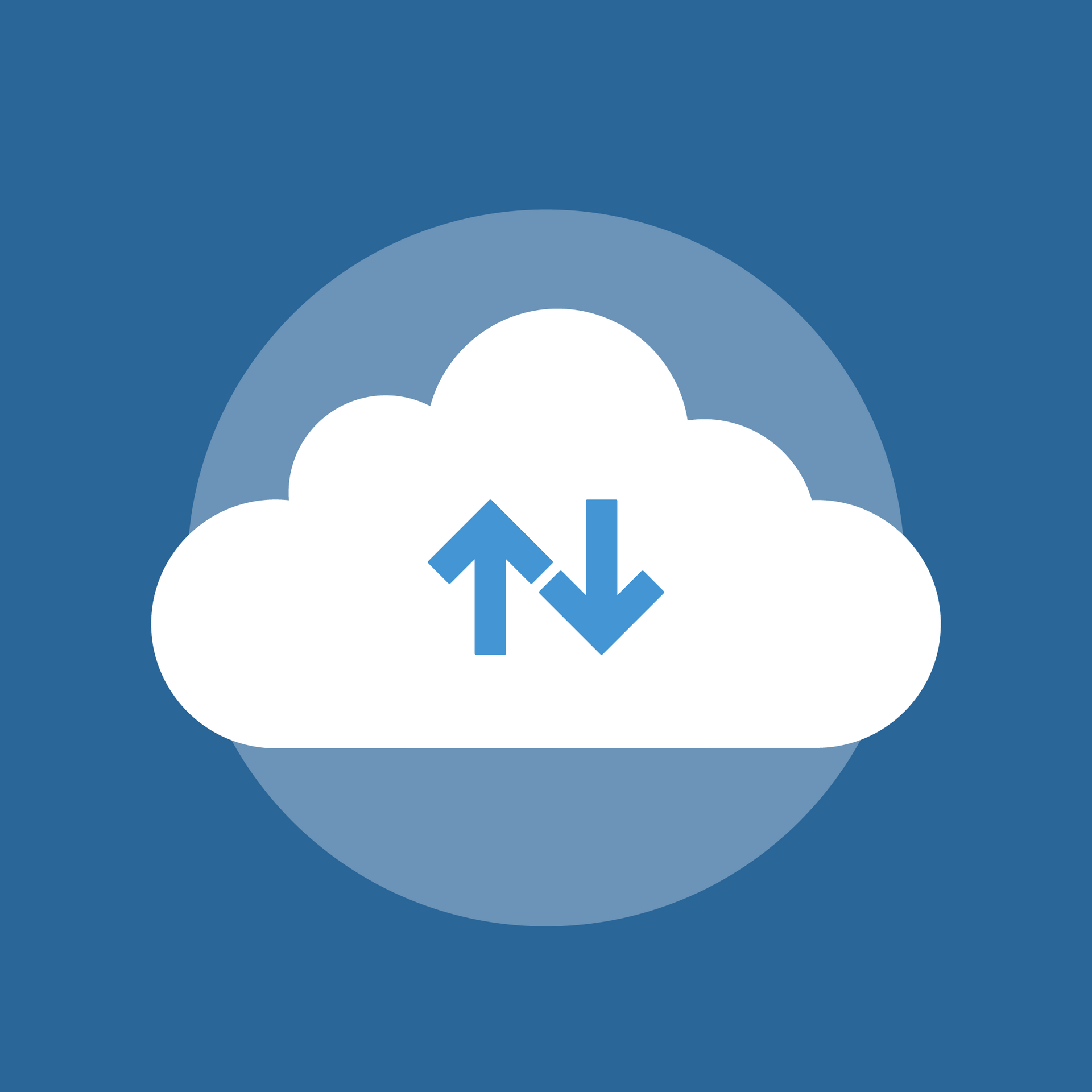 An icon of a cloud with two arrows pointing up and down