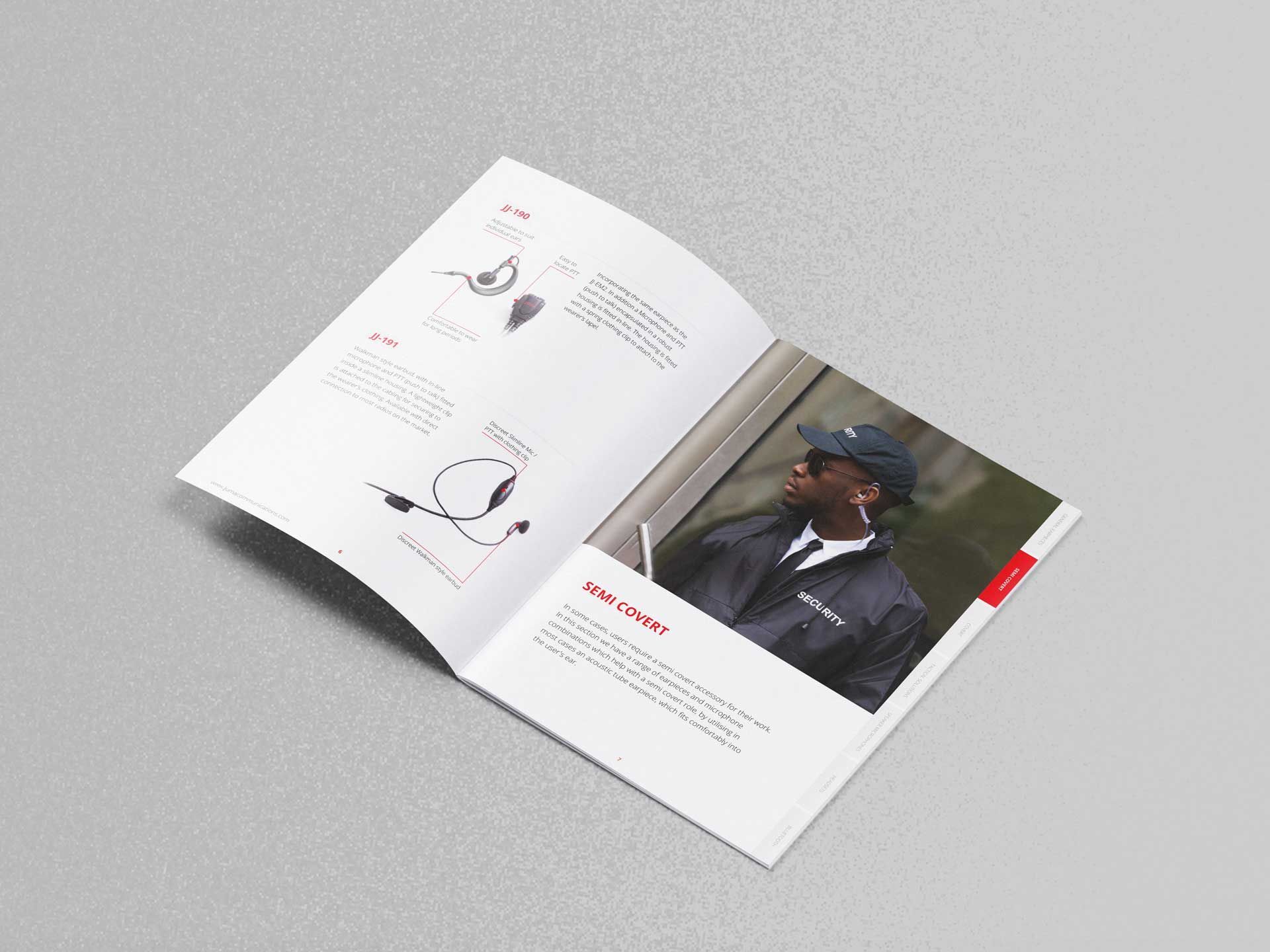 A book is open to a page with a picture of a security guard