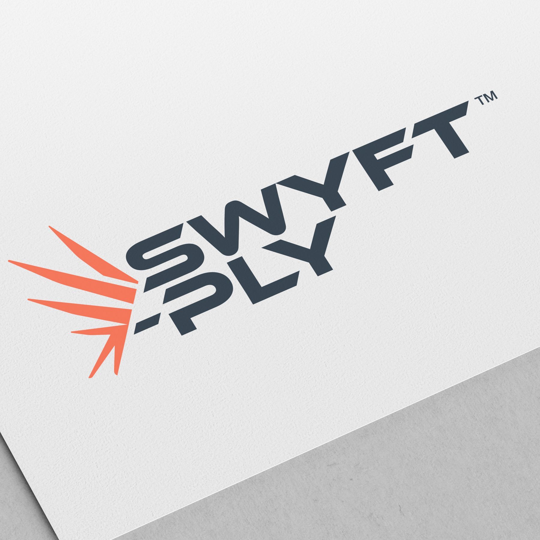 A close up of a swift plyft logo on a piece of paper