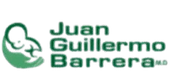 Un logotipo para Juan Guillermo Barrera con una silueta verde de un bebé.