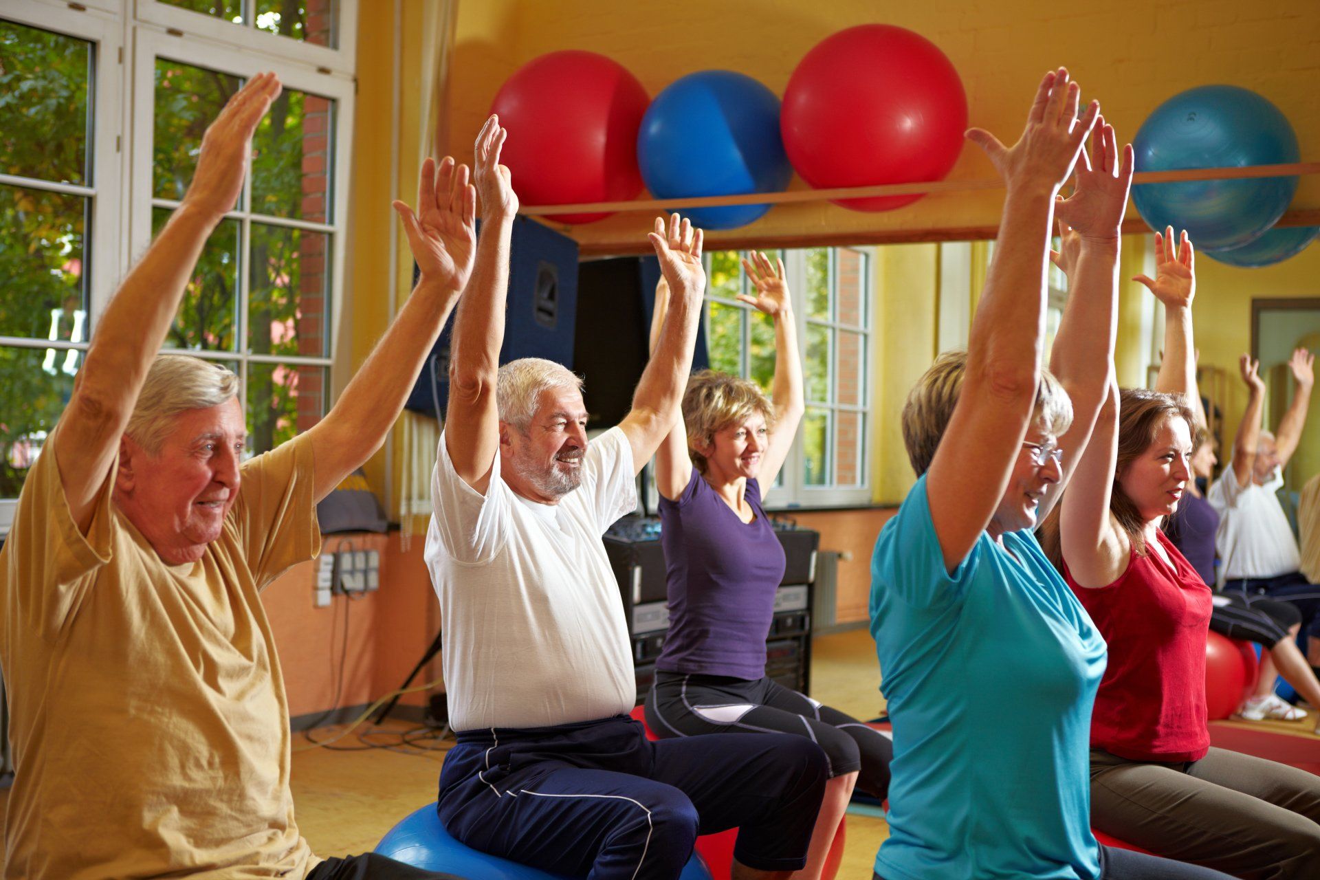 Group of seniors exercising