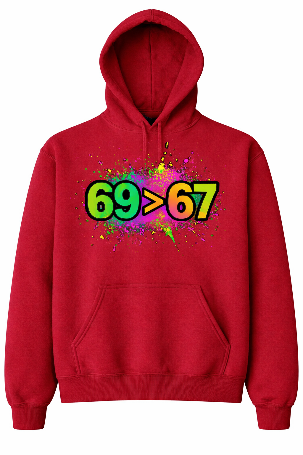 69> 6 7 neon with border hoodie
