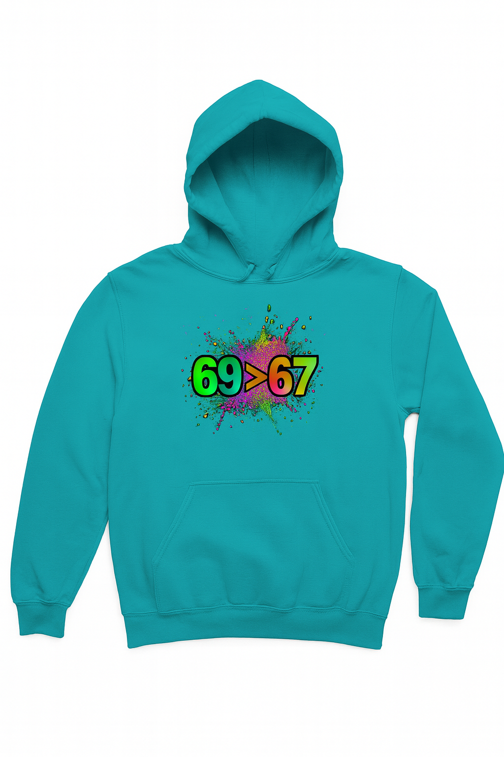 69> 6 7 neon with border hoodie