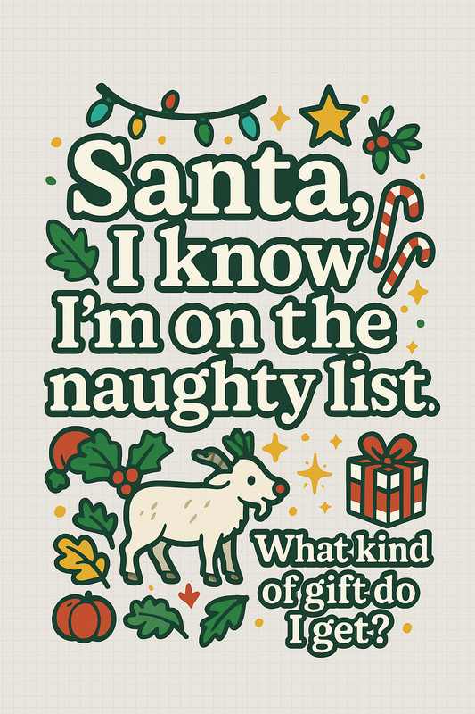 Christmas-themed sign with text: 