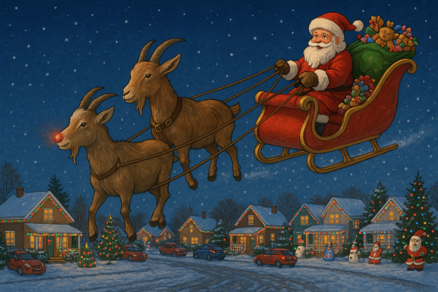 Santa's goat sleigh