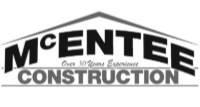 Logo for McEntee Construction: text within a house outline, "McEntee Construction", "Over 30 Years Experience".