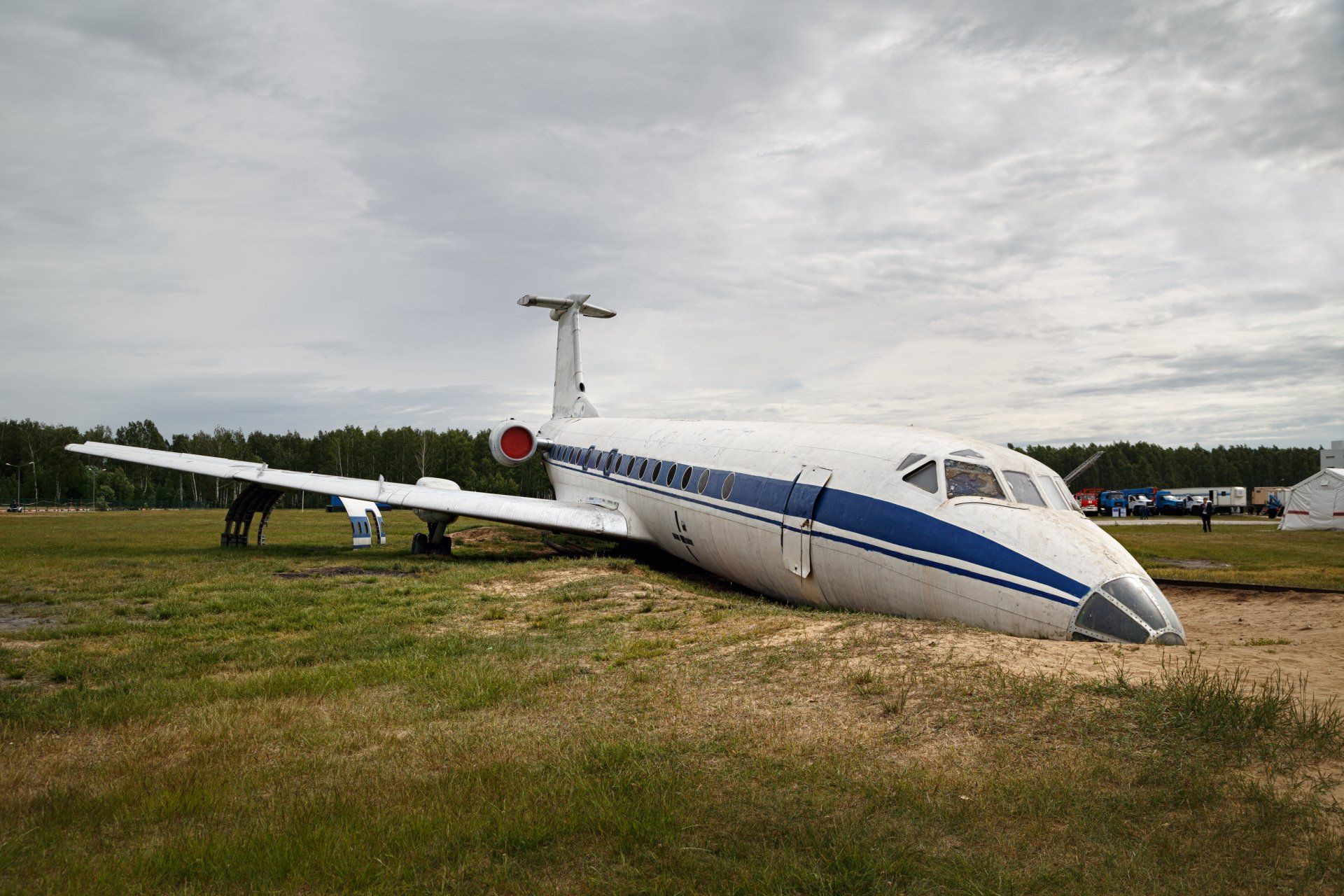 Broken plane for training at the training ground of the Noginsk Rescue Center.