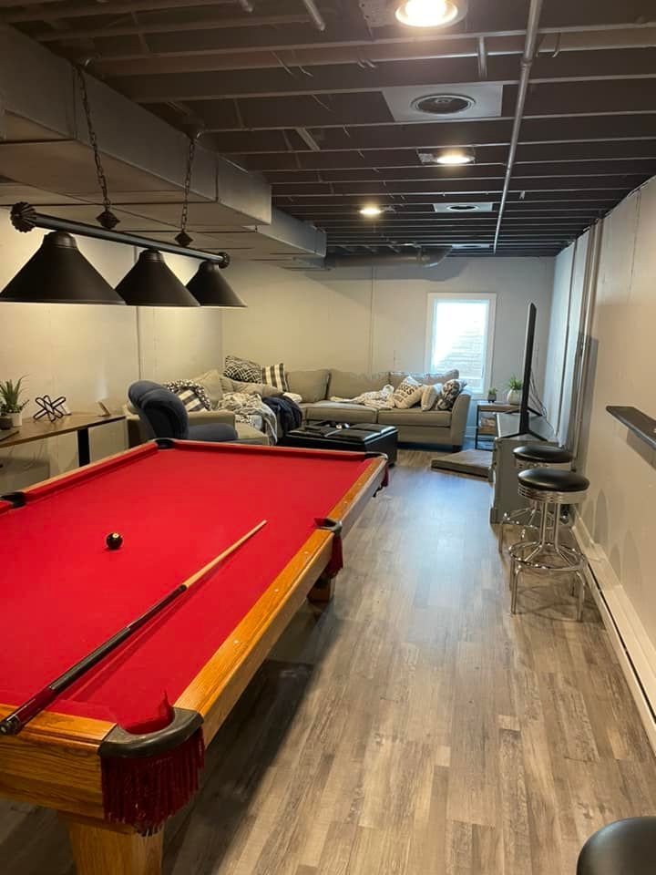 Living Room With A Pool Table – Quakertown, PA – Dave Neilson Remodeling