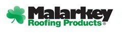 Logo for Malarkey Roofing Products with a green shamrock.