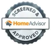 a screened and home advisor approved seal on a white background .