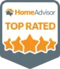 a home advisor top rated badge with four stars .