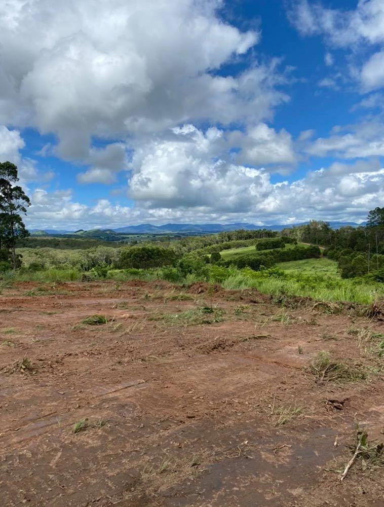 A Dirt Field With Trees and Clouds in the Sky — Blue Gum Earthworks in Atherton, QLD