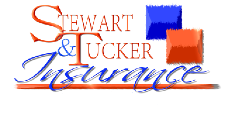 Stewart & Tucker Insurance logo with orange and blue text and two colored squares.