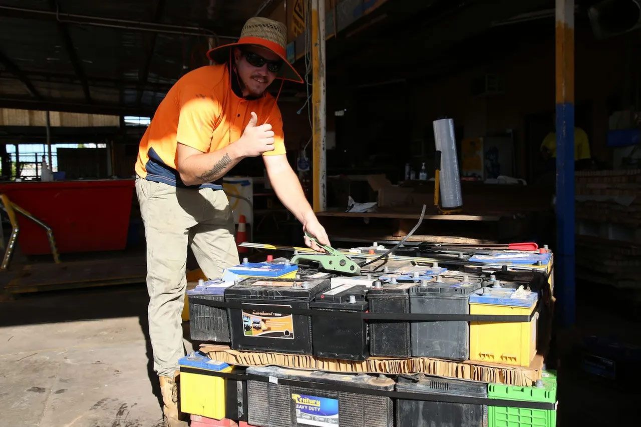 Local staff recycling batteries in progress — Professional Battery Recycling in Woolner, NT
