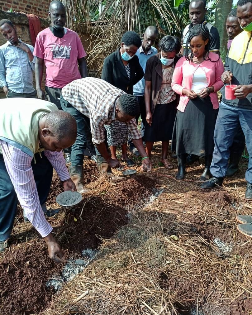 Farmers being trained in Farming God's Way in Uganda