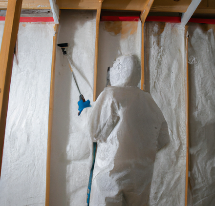 Insulating a wall with spray foam insulation
