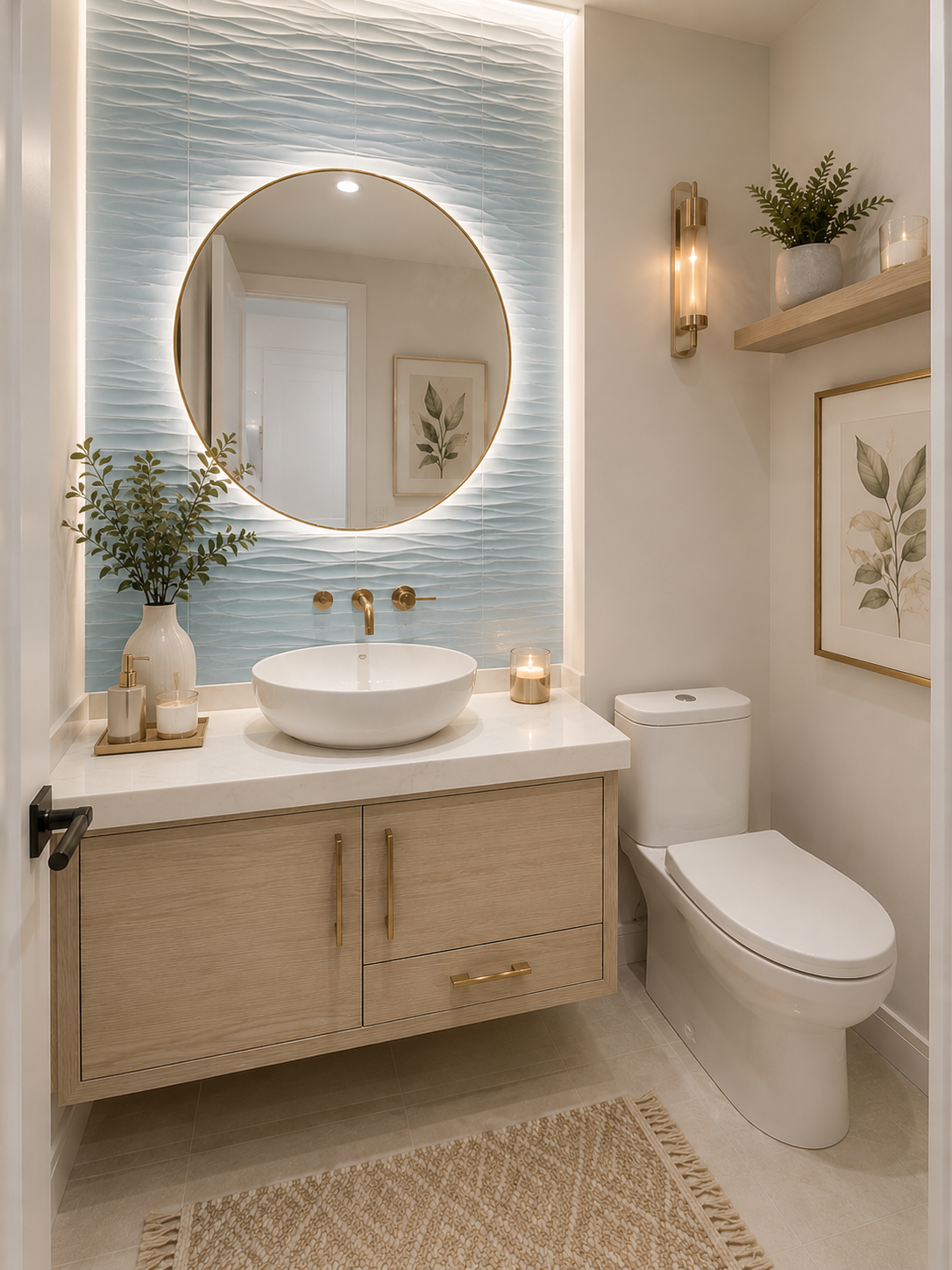 Serene minimalist powder room design