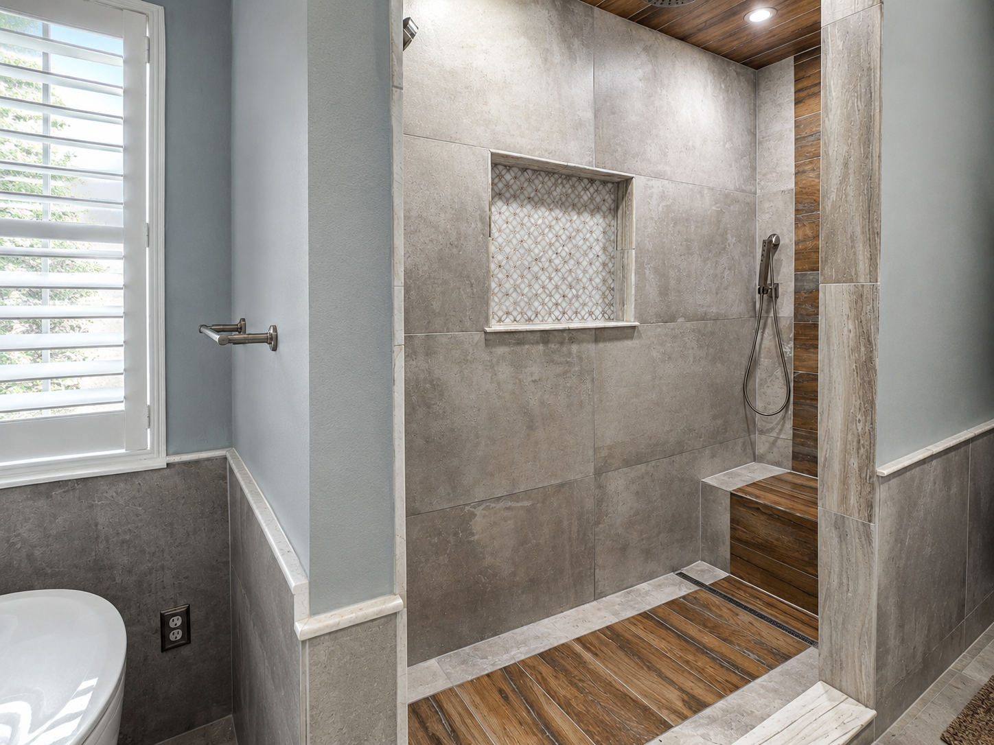 Modern Bathroom with ADA Compliant Walk In Shower Perfect for Aging in Place