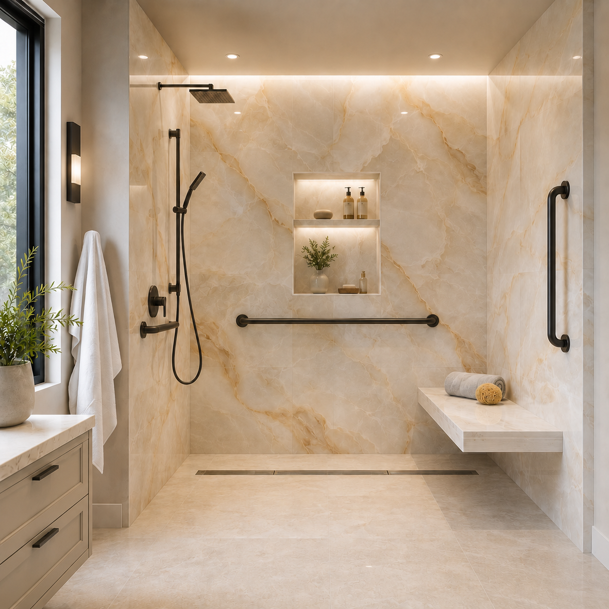 walk in shower for aging in place, no doors, Just Bathrooms 636 | St Charles MO walk in shower for aging in place, no doors, just bathrooms 636 St Charles MO