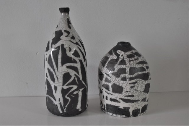 Raku gestookte flessen keramiek