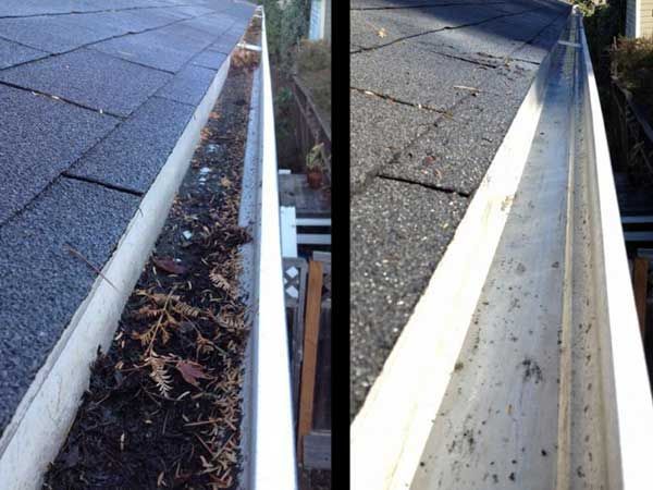 Before and After Gutter Cleaning