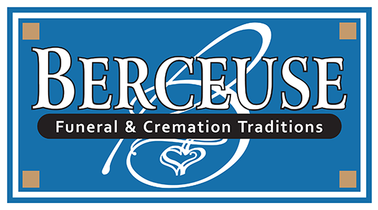 Blue Berceuse Funeral & Cremation Traditions logo. White script 